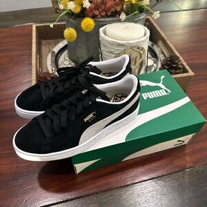 New PUMA Suede Classic Lace Up Youth Boys Black Sneakers Casual Shoes  Size 5”5